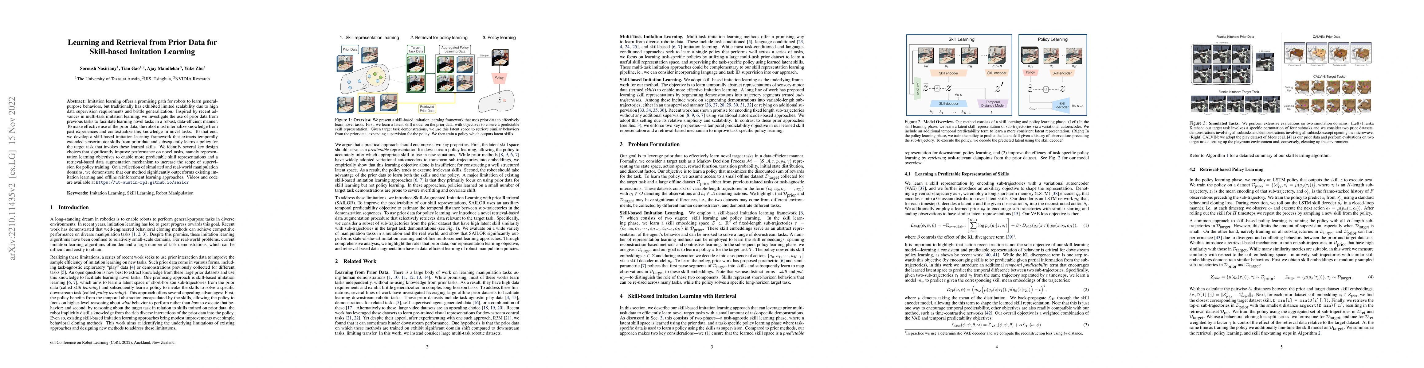 Thumbnail for Learning and Retrieval from Prior Data for Skill-based Imitation
  Learning