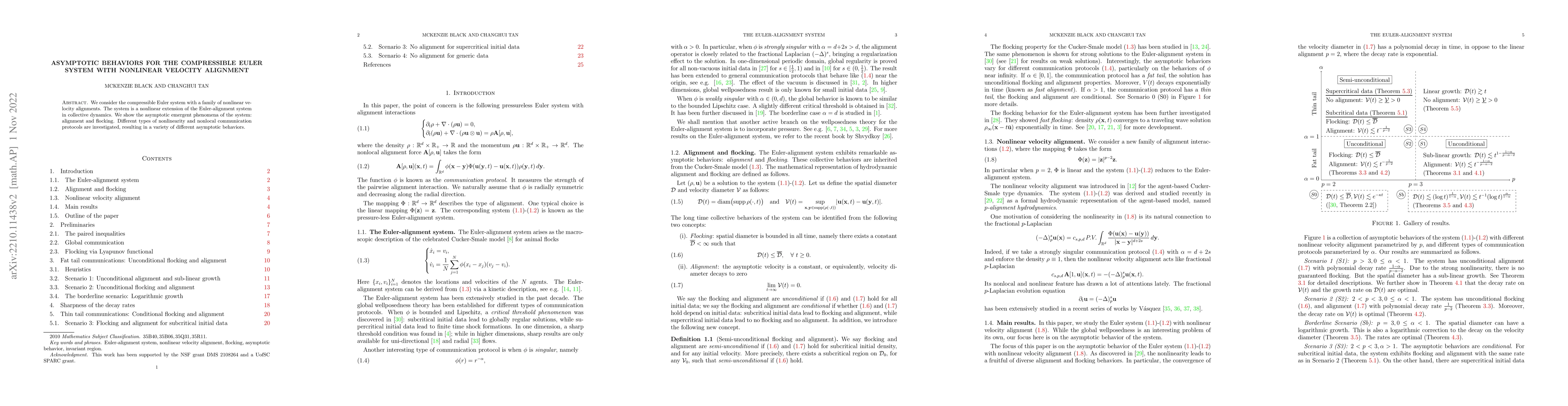 Thumbnail for Asymptotic behaviors for the compressible Euler system with nonlinear
  velocity alignment