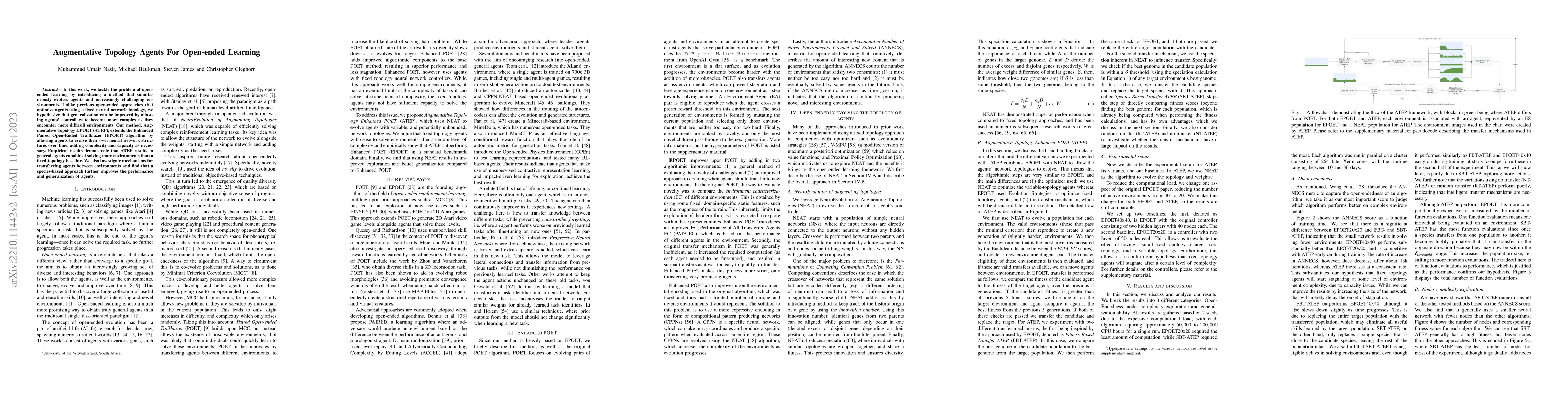 Thumbnail for Augmentative Topology Agents For Open-Ended Learning