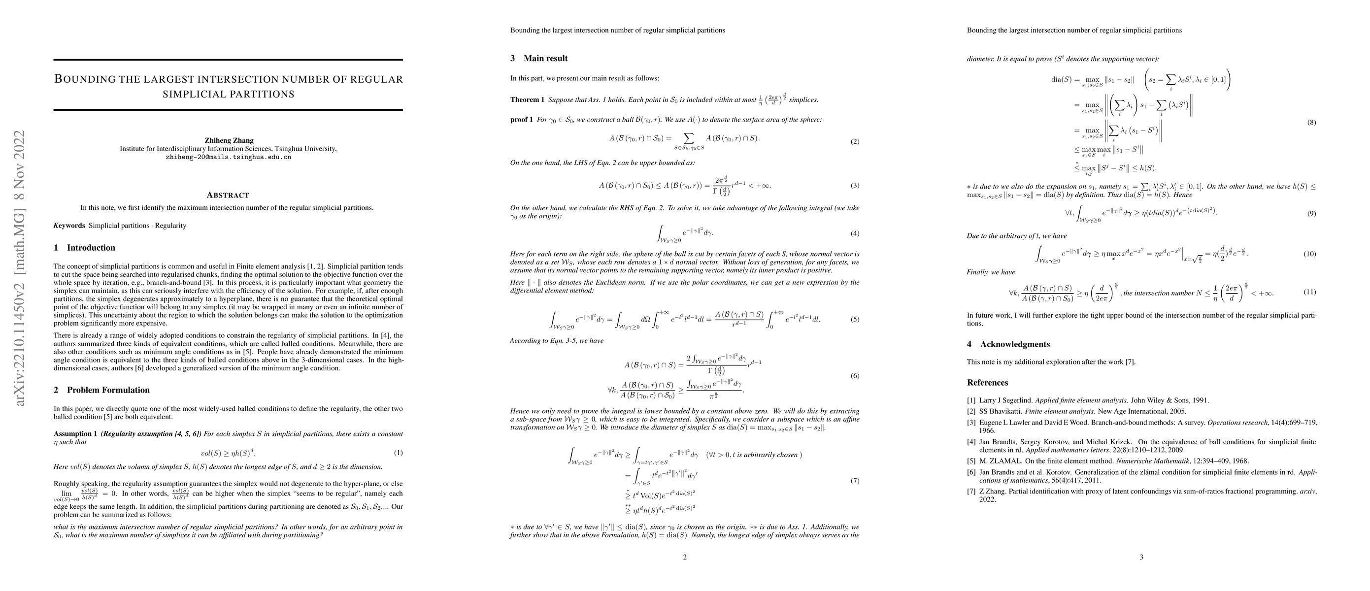 Thumbnail for The maximum intersection number of regular simplicial partitions