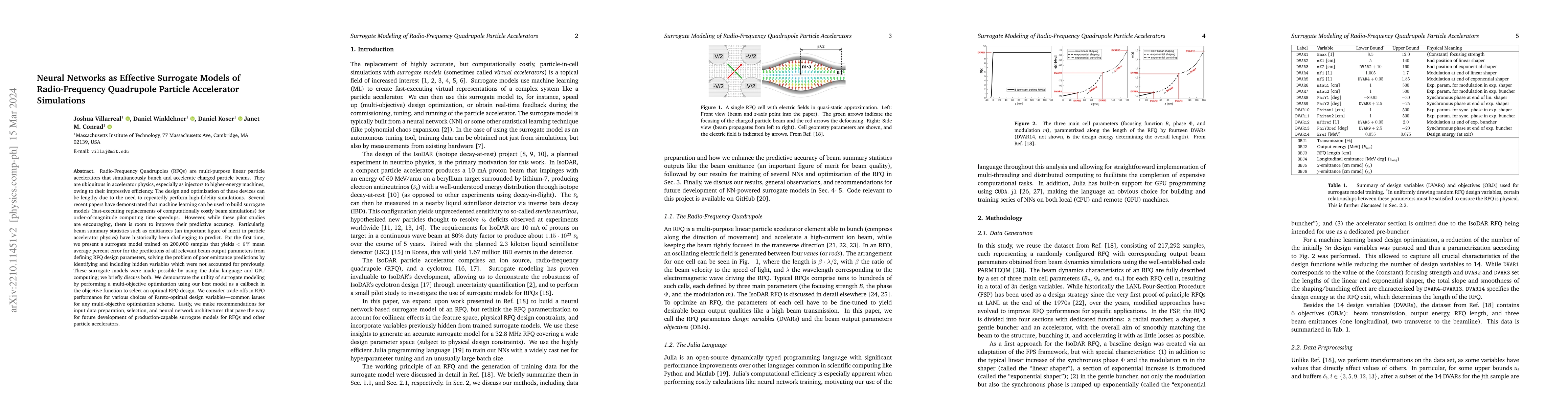 Thumbnail for Neural Networks as Effective Surrogate Models of Radio-Frequency
  Quadrupole Particle Accelerator Simulations