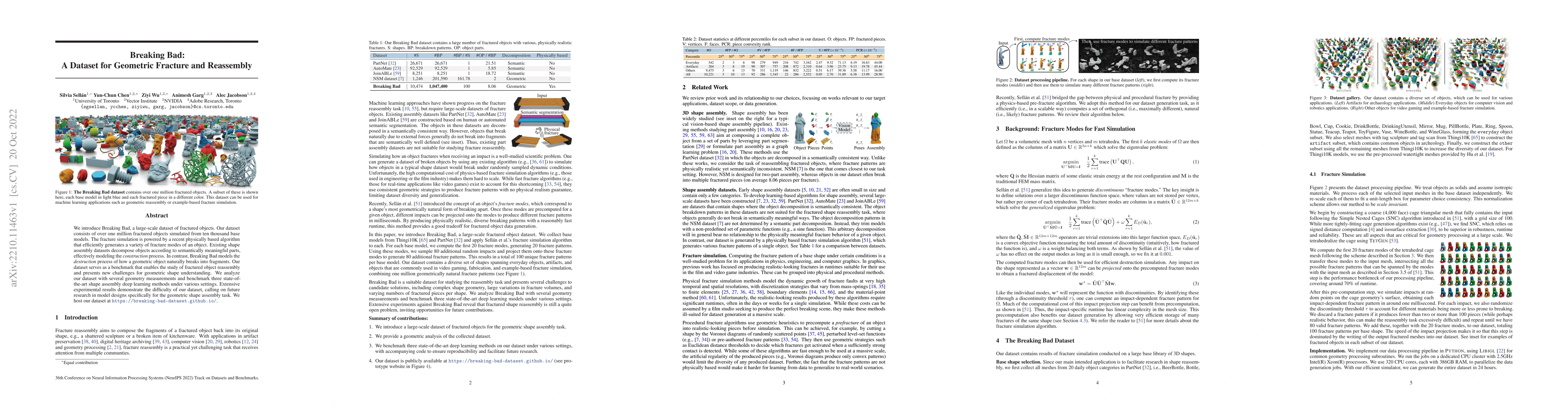 Thumbnail for Breaking Bad: A Dataset for Geometric Fracture and Reassembly