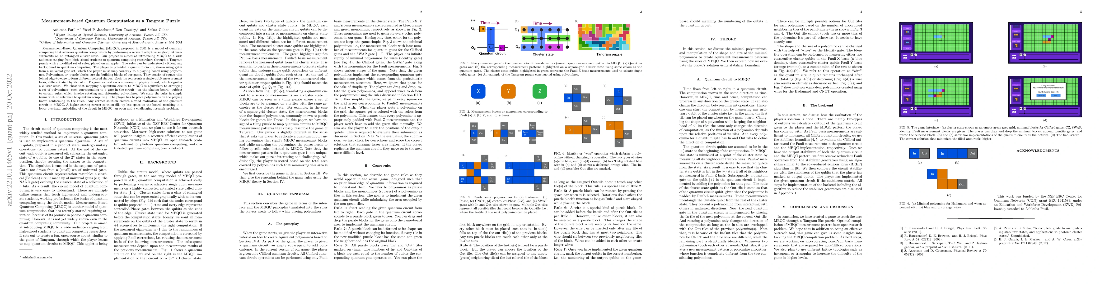 Thumbnail for Measurement-based Quantum Computation as a Tangram Puzzle