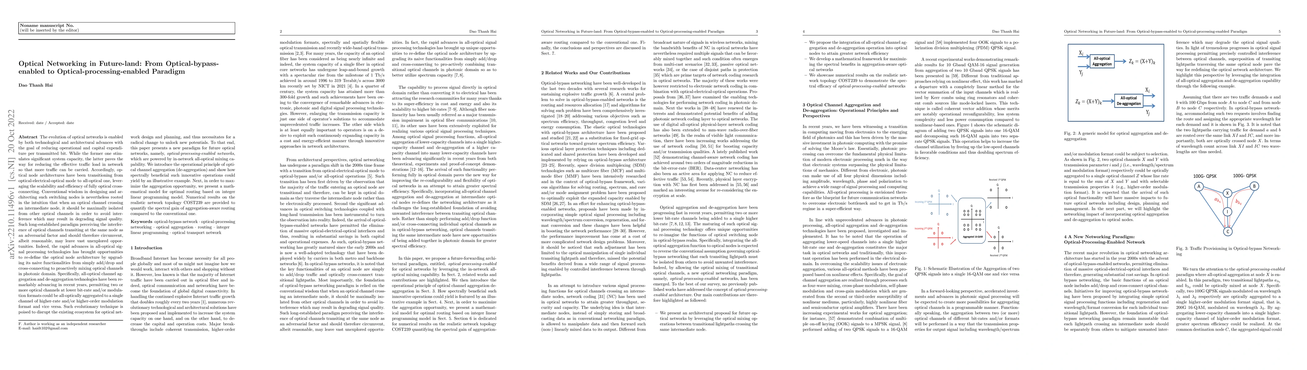 Thumbnail for Optical Networking in Future-land: From Optical-bypass-enabled to
  Optical-processing-enabled Paradigm