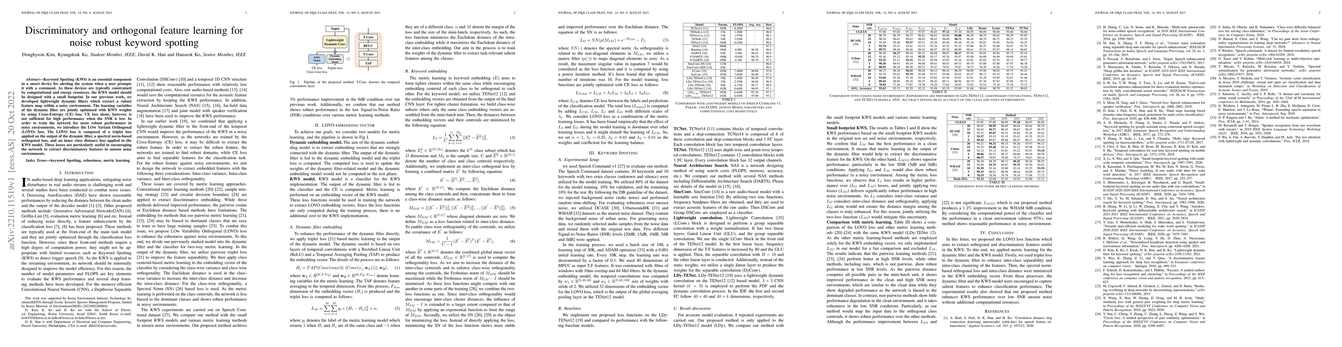 Thumbnail for Discriminatory and orthogonal feature learning for noise robust keyword
  spotting