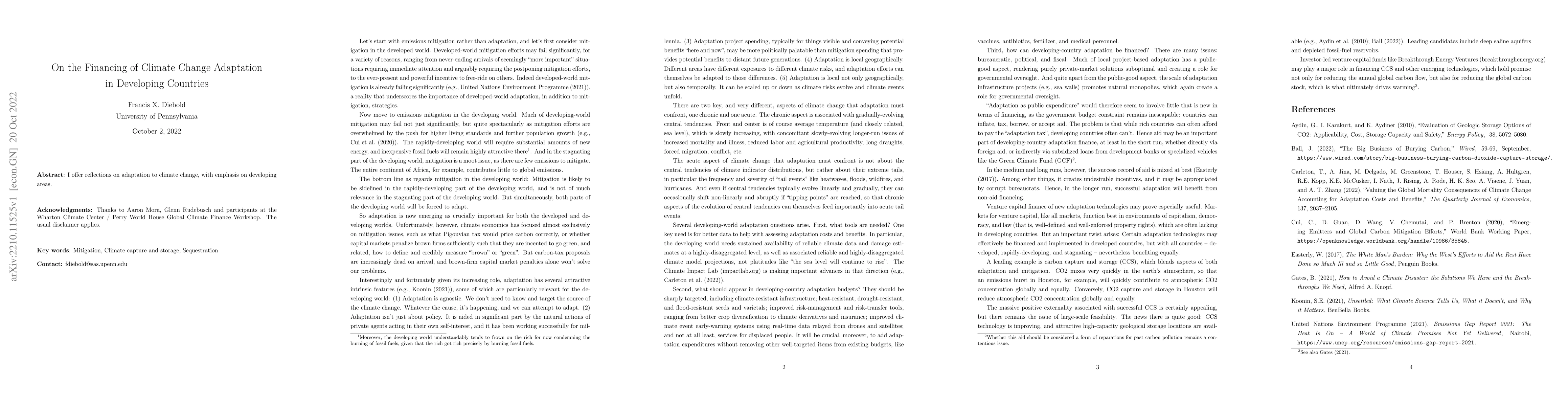 Thumbnail for On the Financing of Climate Change Adaptation in Developing Countries