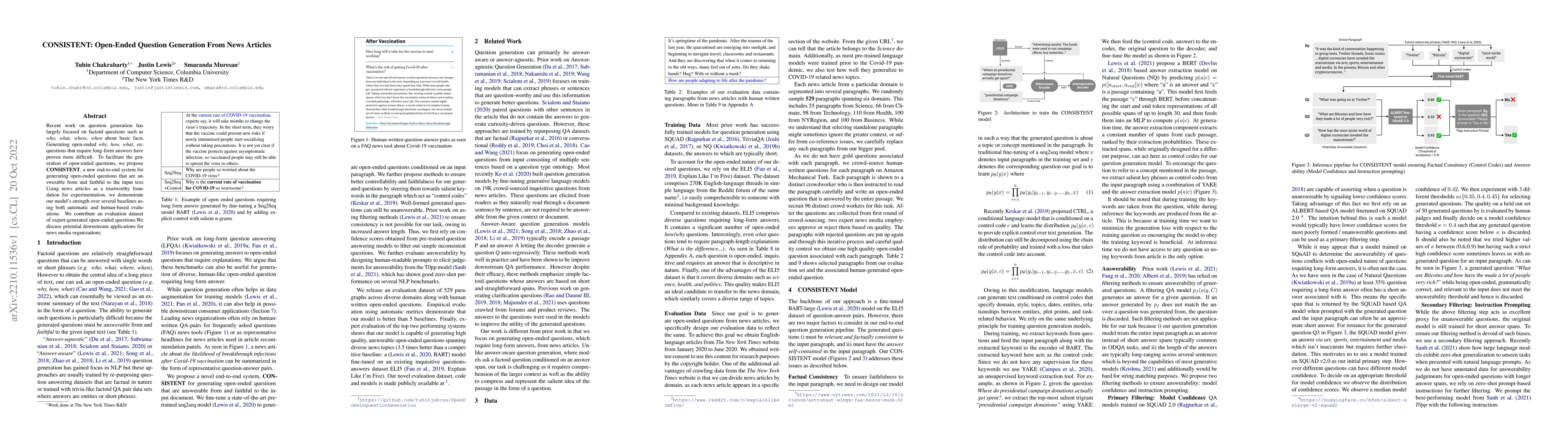 Thumbnail for CONSISTENT: Open-Ended Question Generation From News Articles