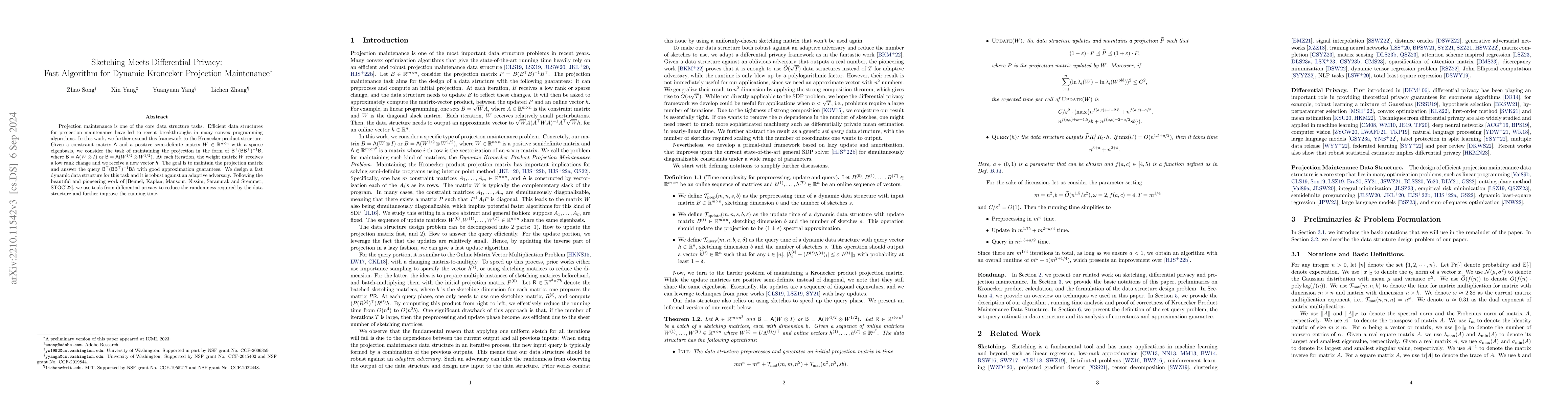 Thumbnail for Sketching Meets Differential Privacy: Fast Algorithm for Dynamic
  Kronecker Projection Maintenance
