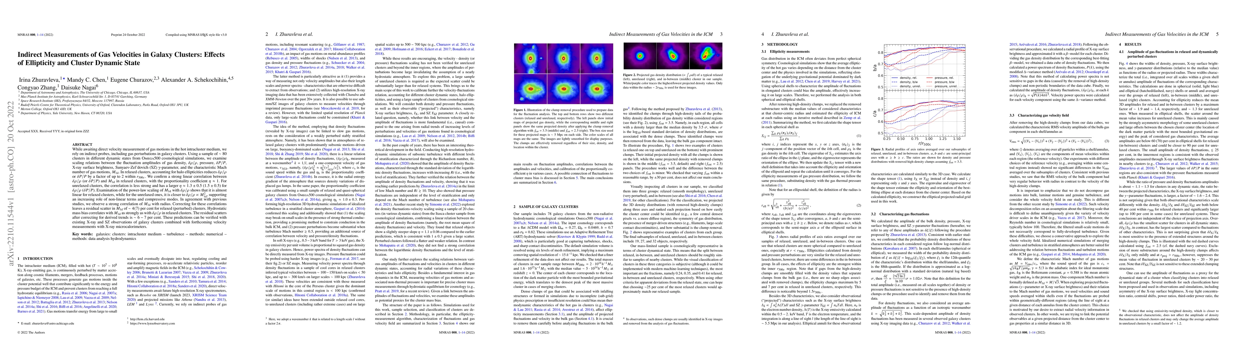 Thumbnail for Indirect Measurements of Gas Velocities in Galaxy Clusters: Effects of
  Ellipticity and Cluster Dynamic State