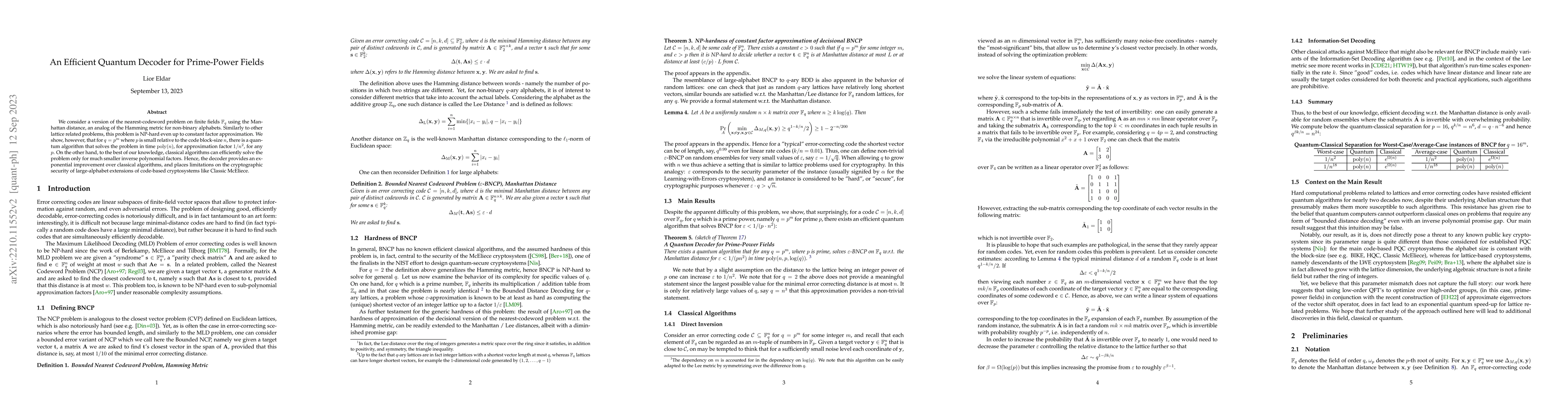 Thumbnail for An Efficient Quantum Decoder for Prime-Power Fields