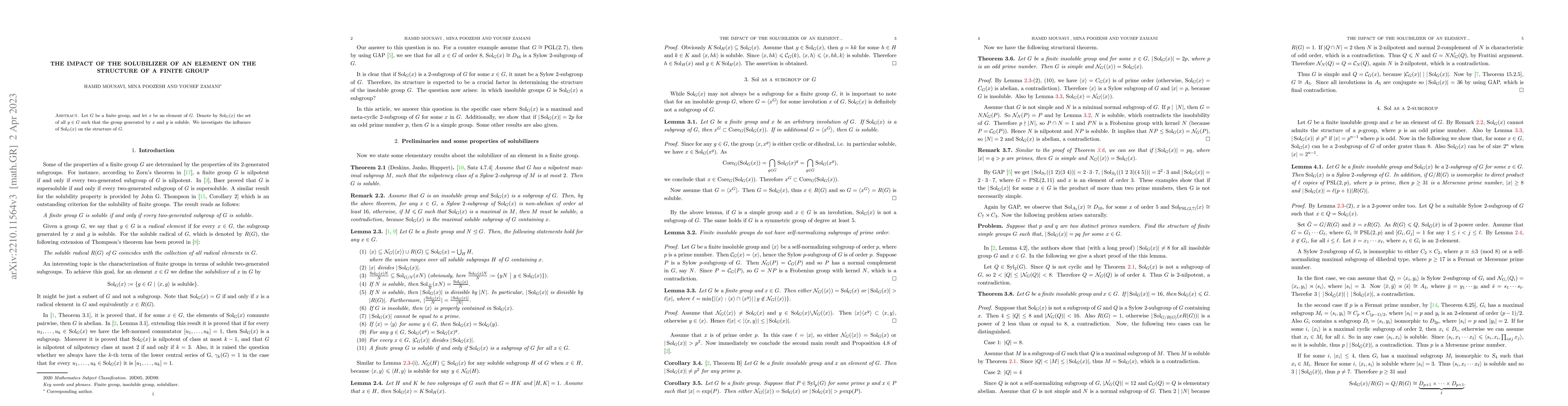 Thumbnail for The impact of the solubilizer of an element on the structure of a finite
  group