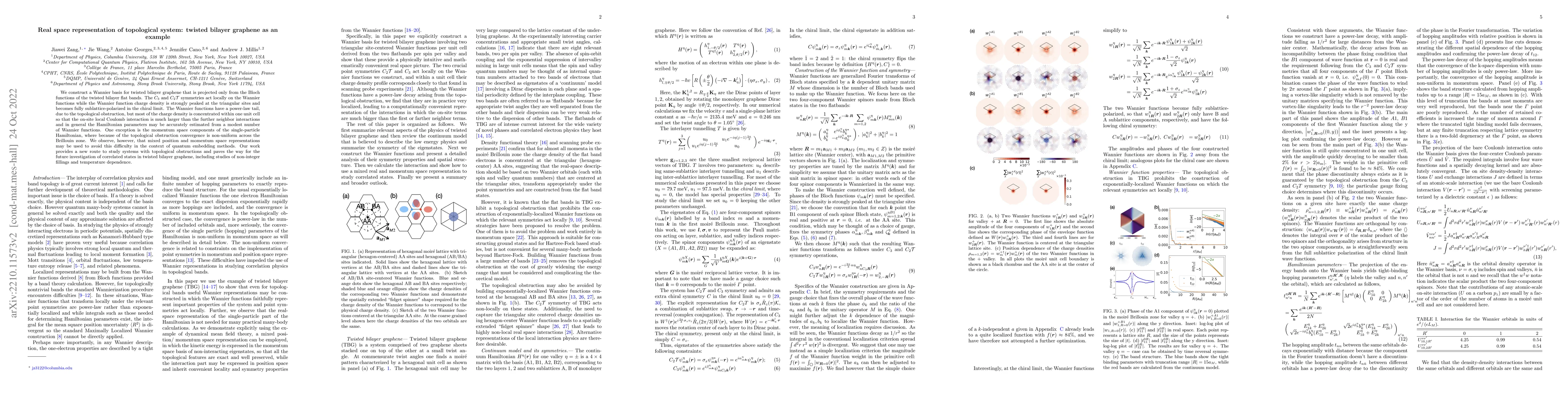 Thumbnail for Real space representation of topological system: twisted bilayer
  graphene as an example