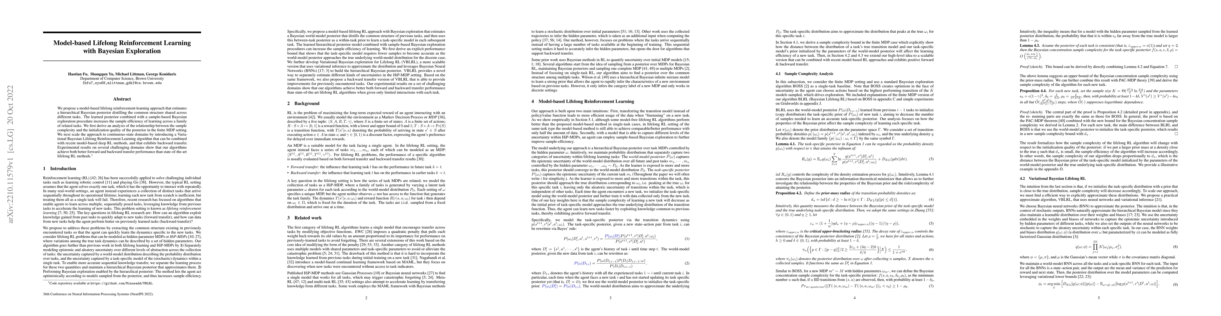 Thumbnail for Model-based Lifelong Reinforcement Learning with Bayesian Exploration