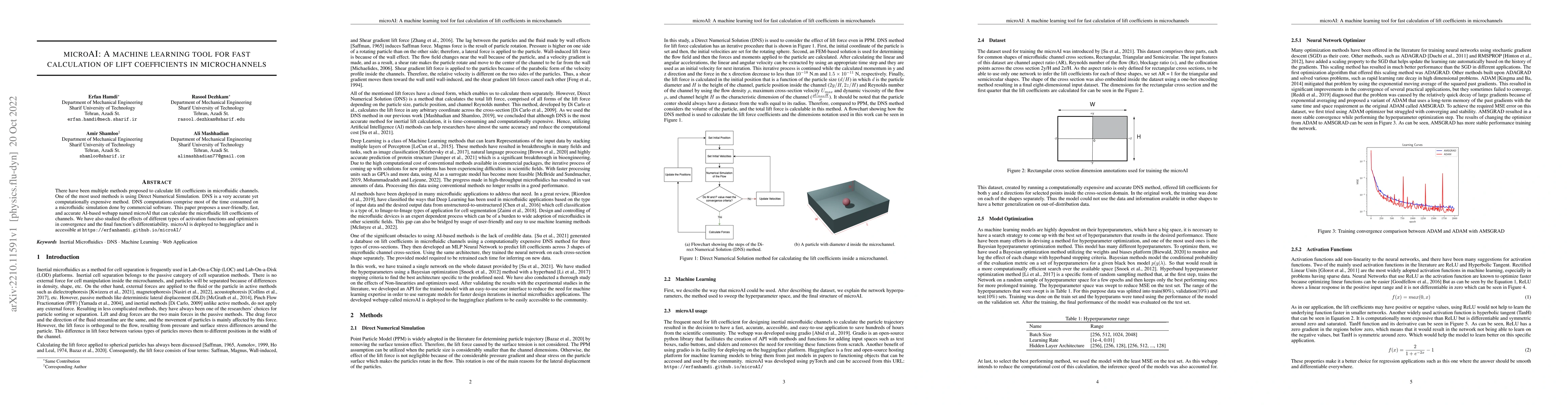 Thumbnail for microAI: A machine learning tool for fast calculation of lift
  coefficients in microchannels