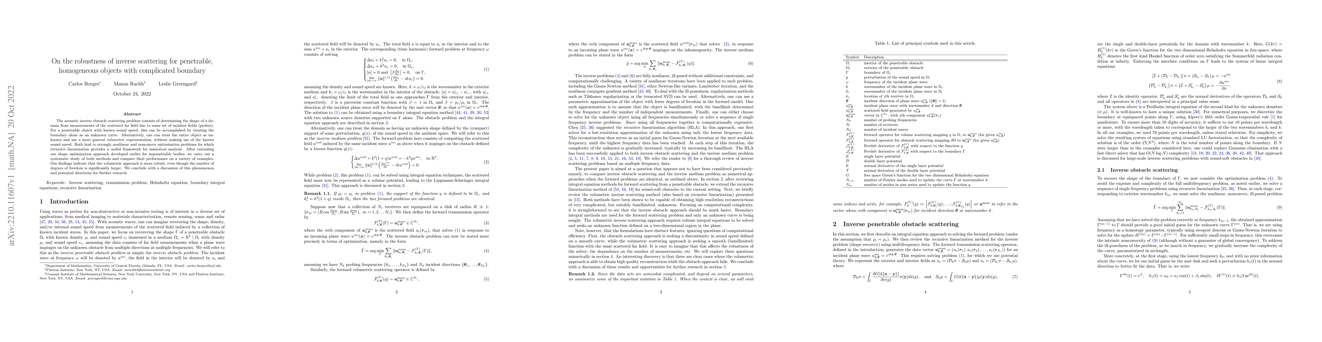 Thumbnail for On the robustness of inverse scattering for penetrable, homogeneous
  objects with complicated boundary