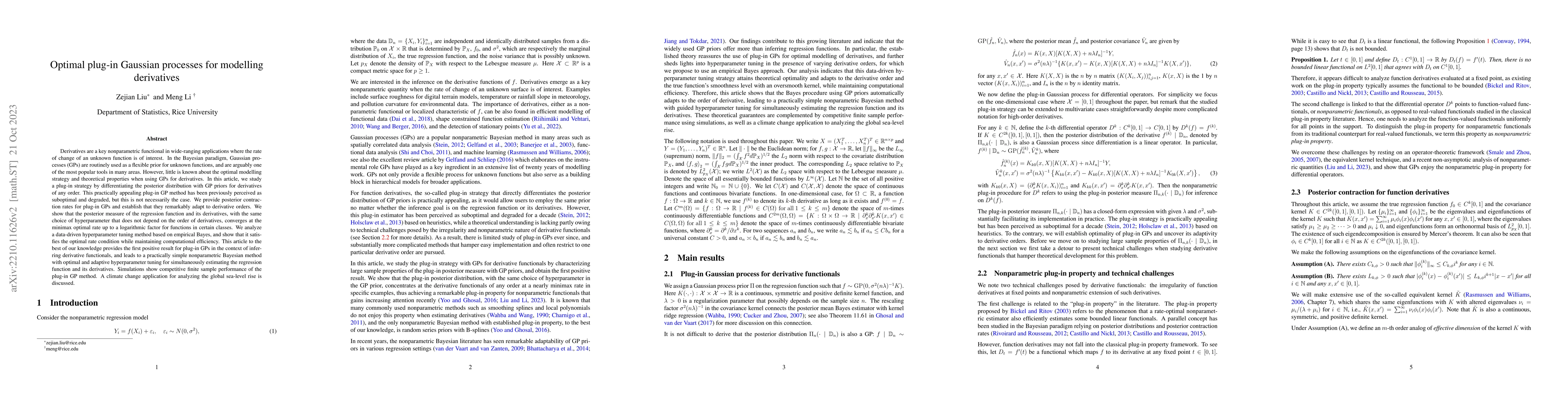 Thumbnail for Optimal plug-in Gaussian processes for modelling derivatives