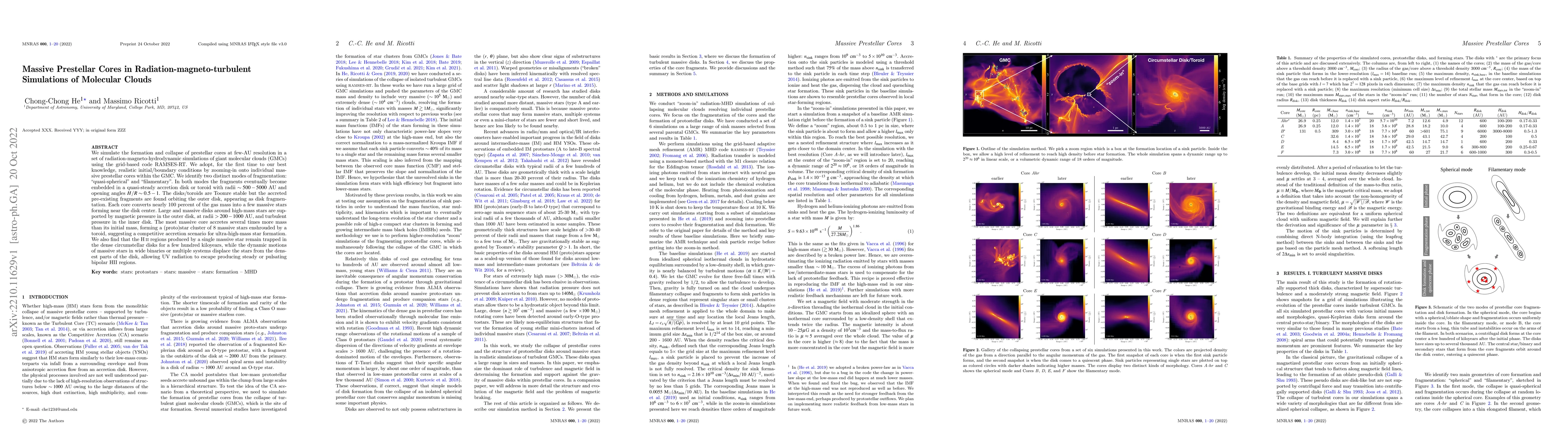 Thumbnail for Massive Prestellar Cores in Radiation-magneto-turbulent Simulations of
  Molecular Clouds