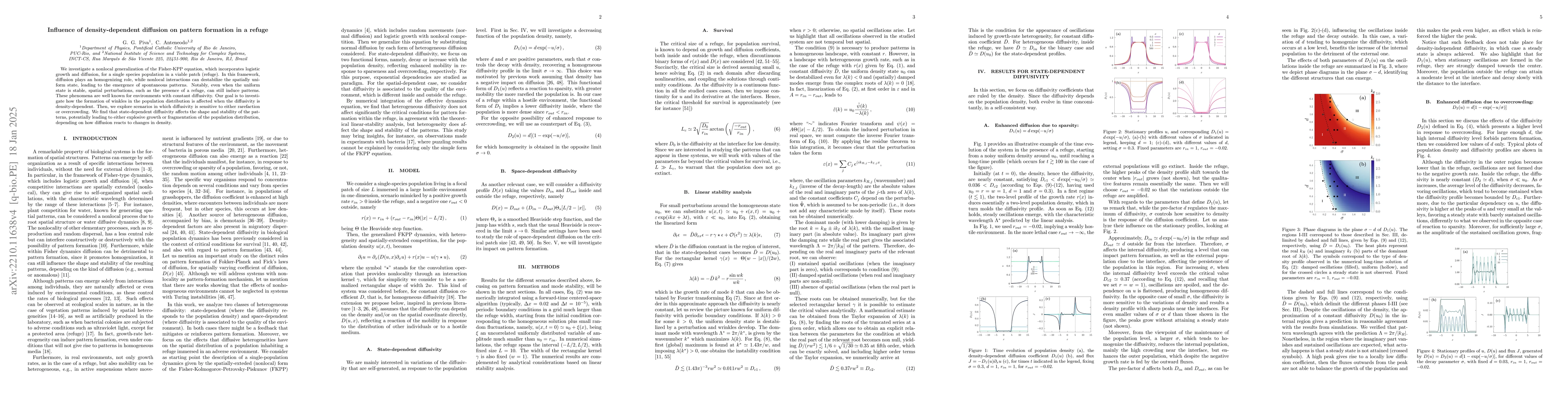 Thumbnail for Influence of density-dependent diffusion on pattern formation in a
  bounded habitat