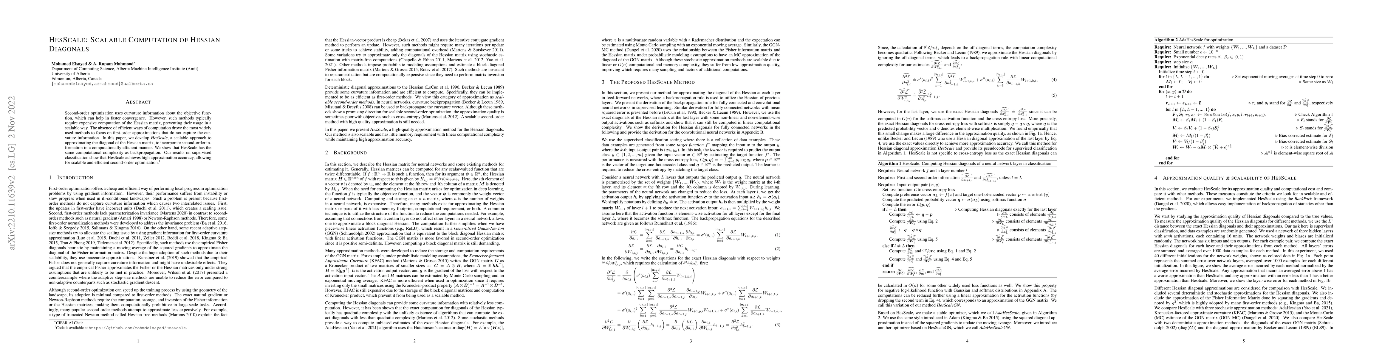 Thumbnail for HesScale: Scalable Computation of Hessian Diagonals
