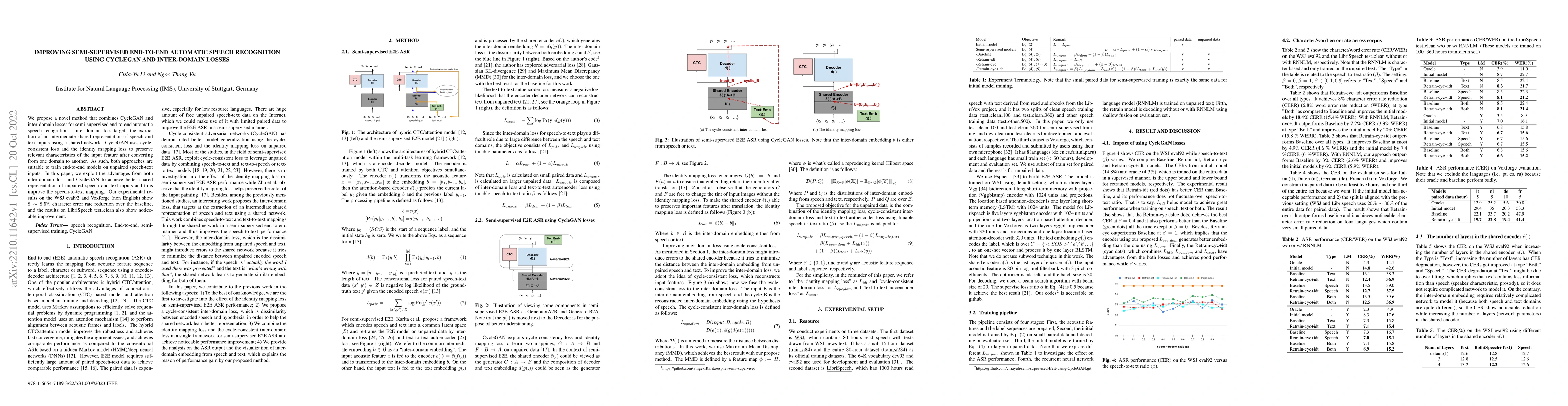 Thumbnail for Improving Semi-supervised End-to-end Automatic Speech Recognition using
  CycleGAN and Inter-domain Losses