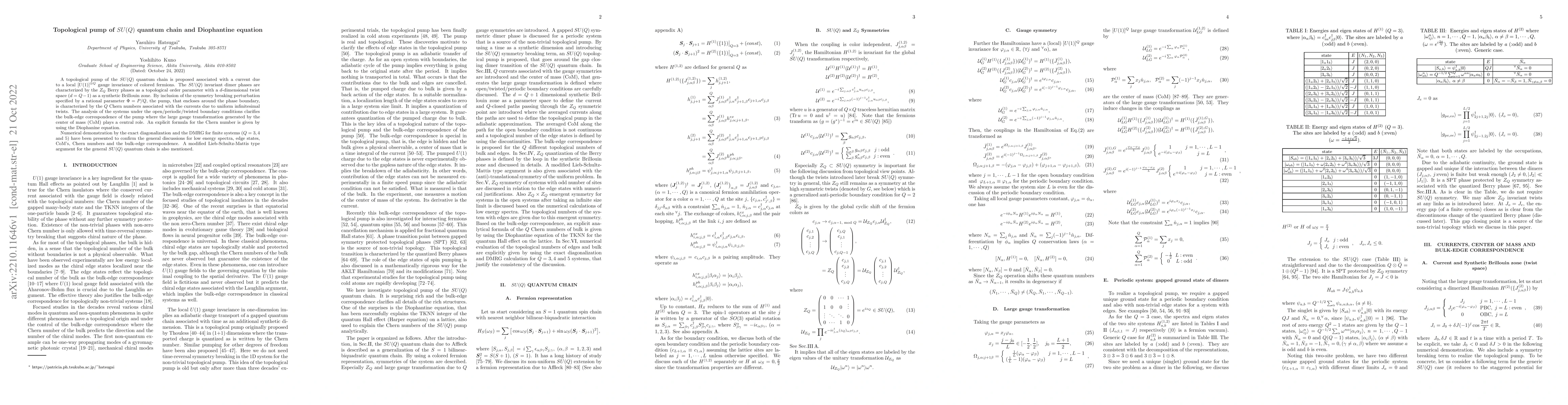 Thumbnail for Topological pump of $SU(Q)$ quantum chain and Diophantine equation