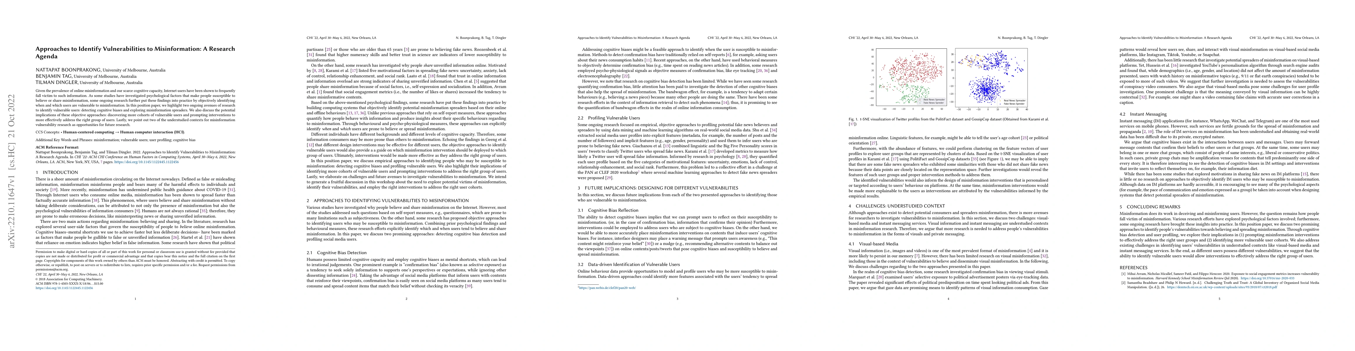 Thumbnail for Approaches to Identify Vulnerabilities to Misinformation: A Research
  Agenda