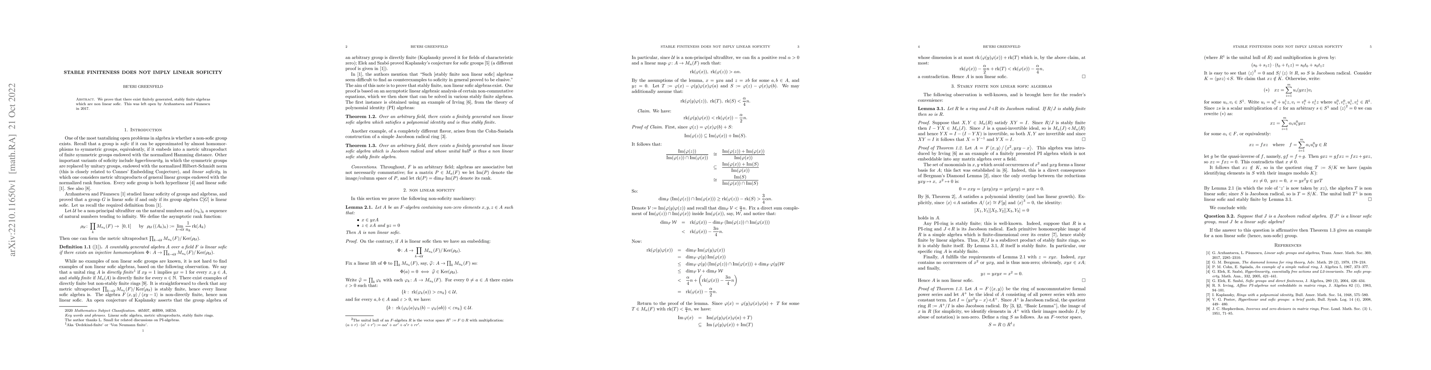 Thumbnail for Stable finiteness does not imply linear soficity