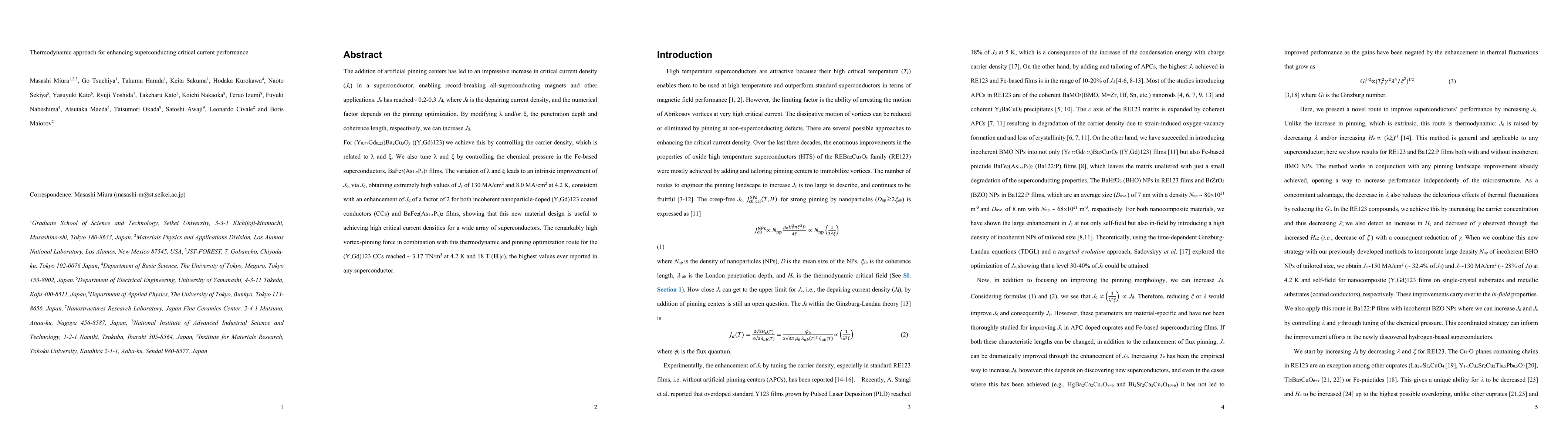 Thumbnail for Thermodynamic approach for enhancing superconducting critical current
  performance