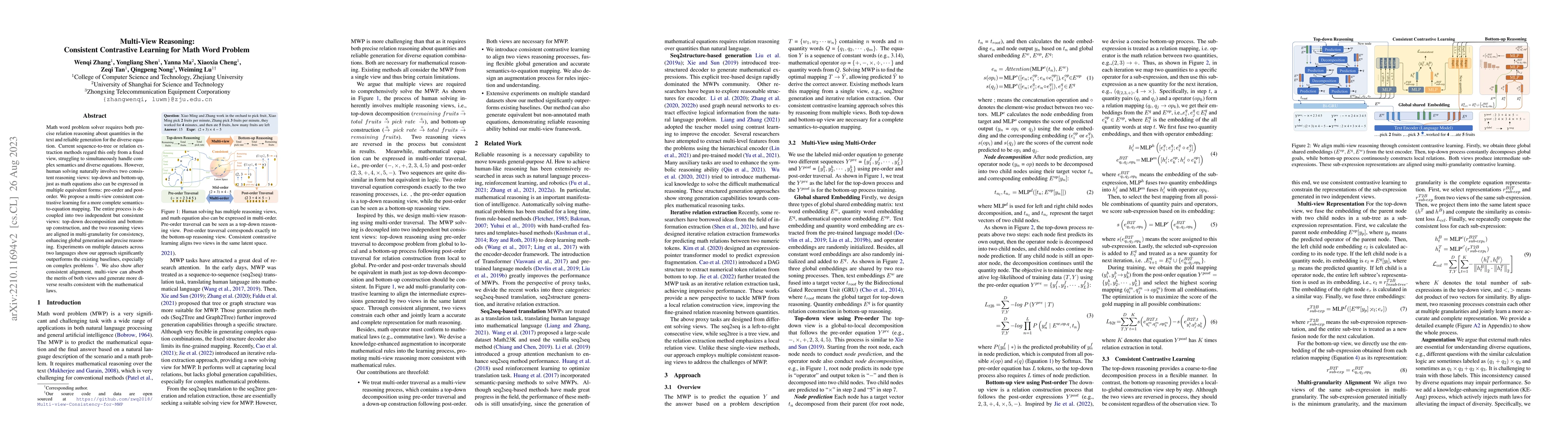 Thumbnail for Multi-View Reasoning: Consistent Contrastive Learning for Math Word
  Problem