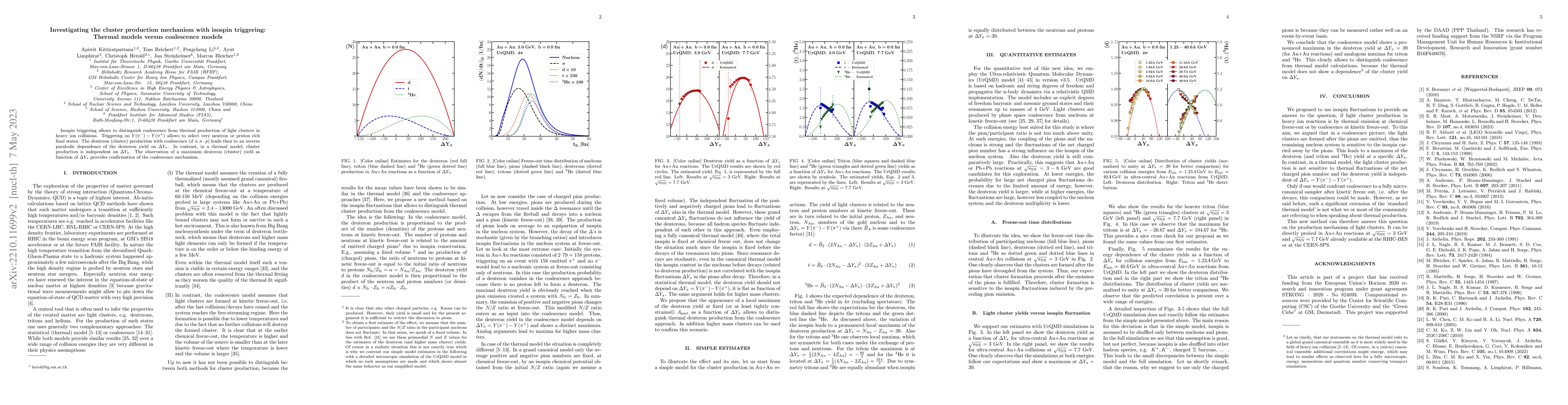 Thumbnail for Investigating the cluster production mechanism with isospin triggering:
  Thermal models versus coalescence models