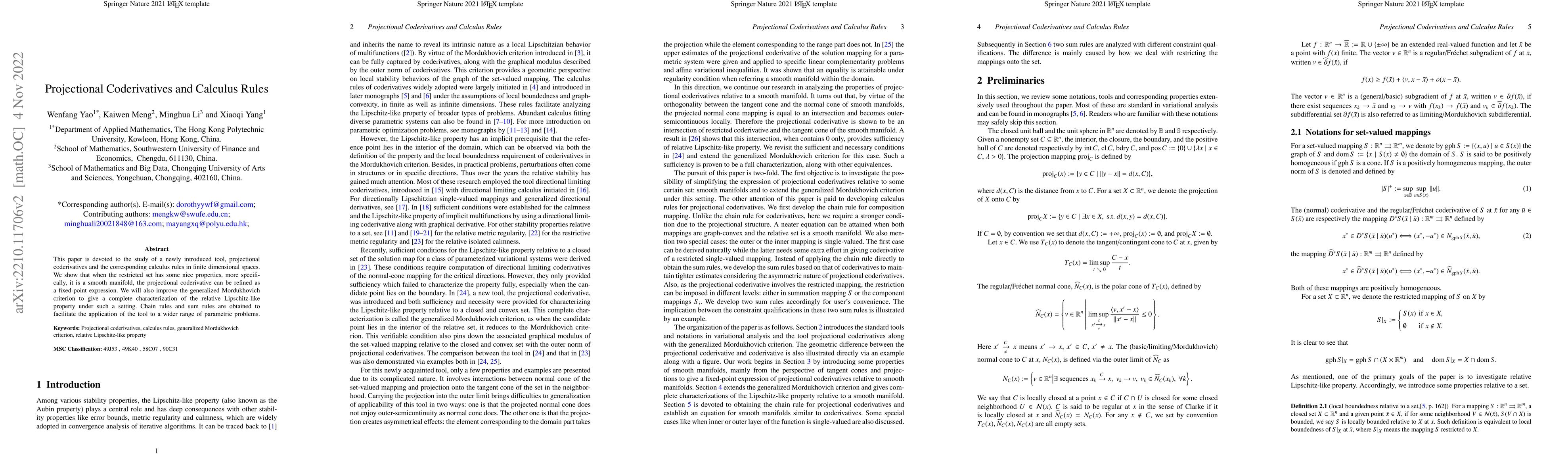 Thumbnail for Projectional Coderivatives and Calculus Rules