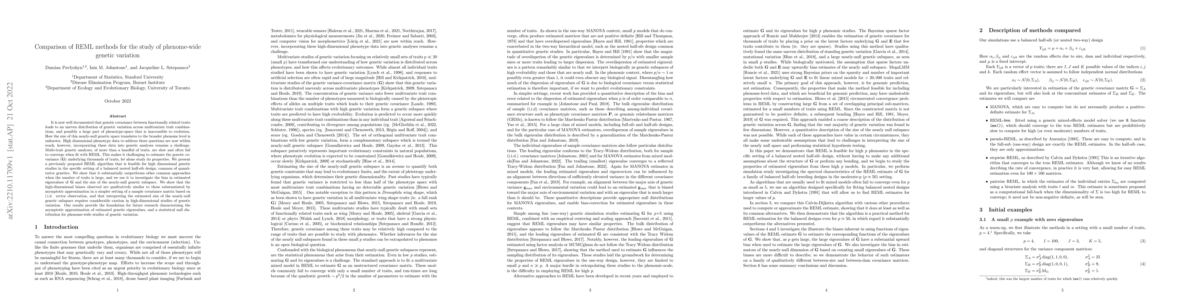 Thumbnail for Comparison of REML methods for the study of phenome-wide genetic
  variation