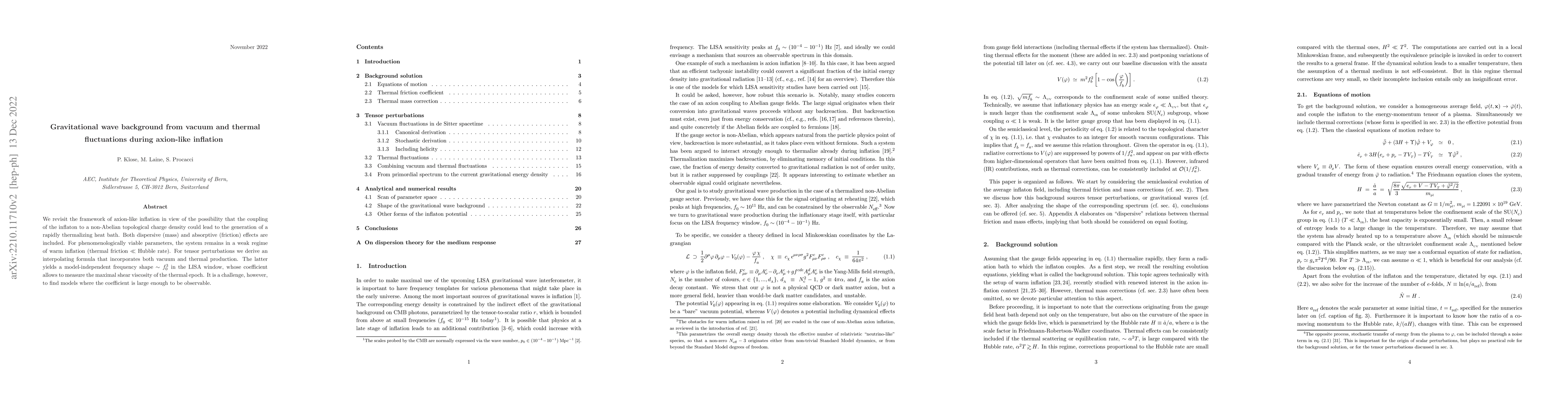 Thumbnail for Gravitational wave background from vacuum and thermal fluctuations
  during axion-like inflation
