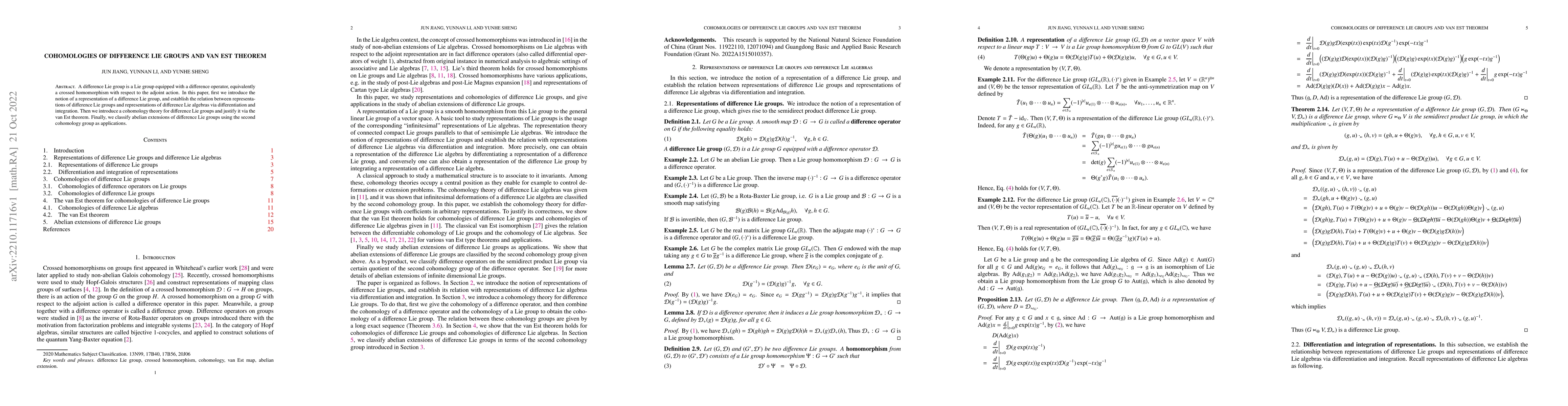 Thumbnail for Cohomologies of difference Lie groups and van Est theorem