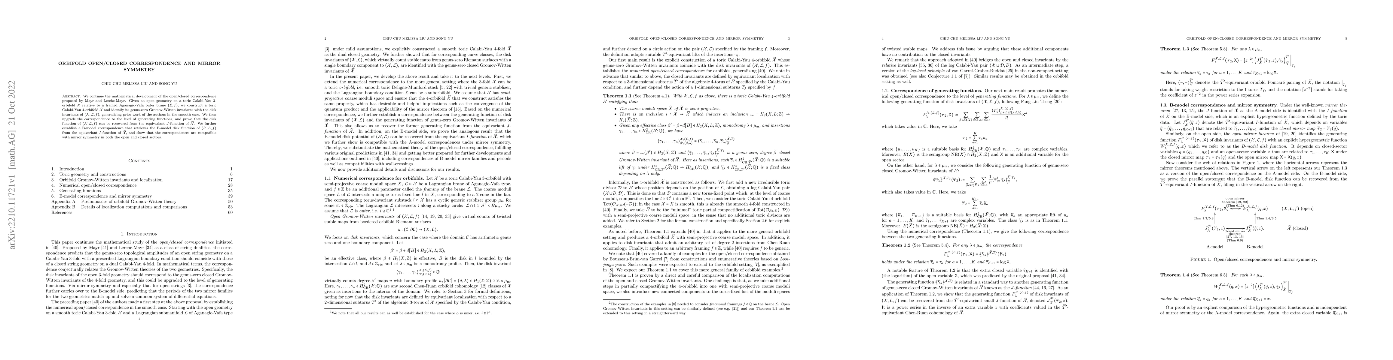 Thumbnail for Orbifold Open/Closed Correspondence and Mirror Symmetry