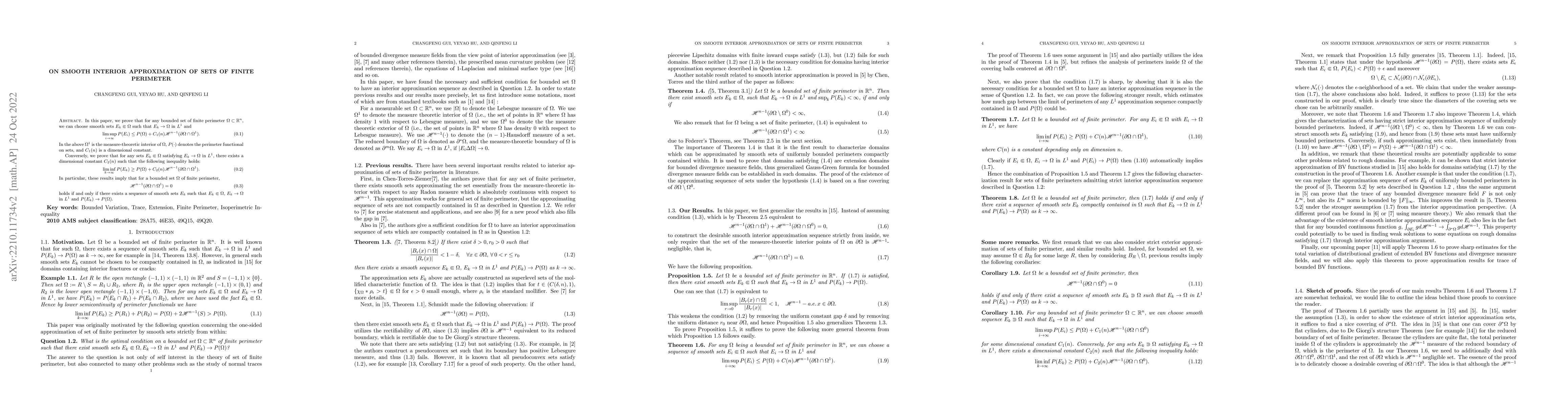 Thumbnail for On smooth interior approximation of Sets of Finite Perimeter