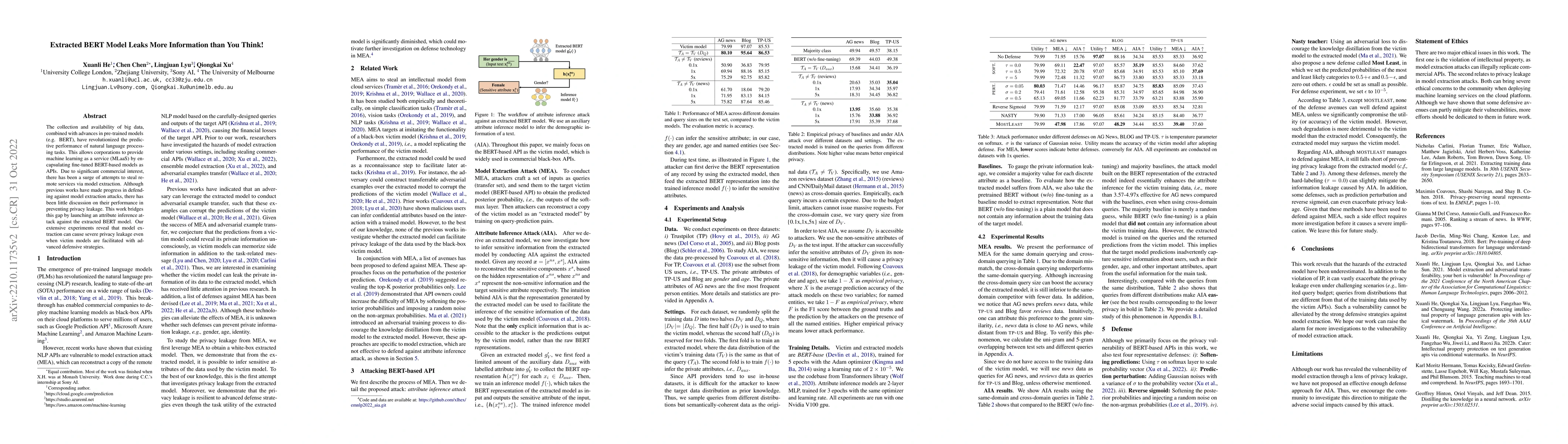 Thumbnail for Extracted BERT Model Leaks More Information than You Think!