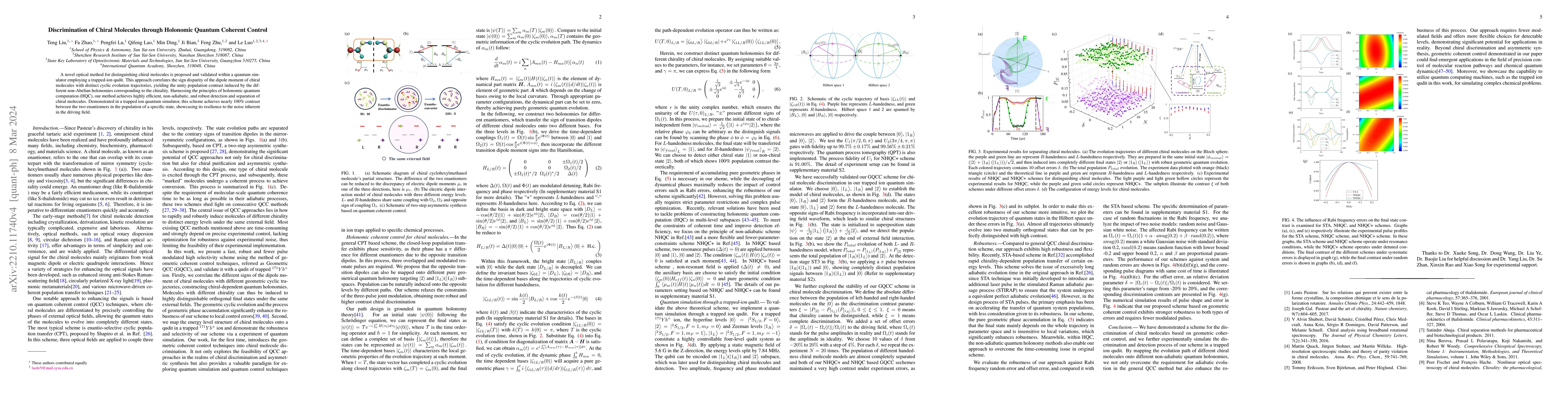 Thumbnail for Discrimination of Chiral Molecules through Holonomic Quantum Coherent
  Control