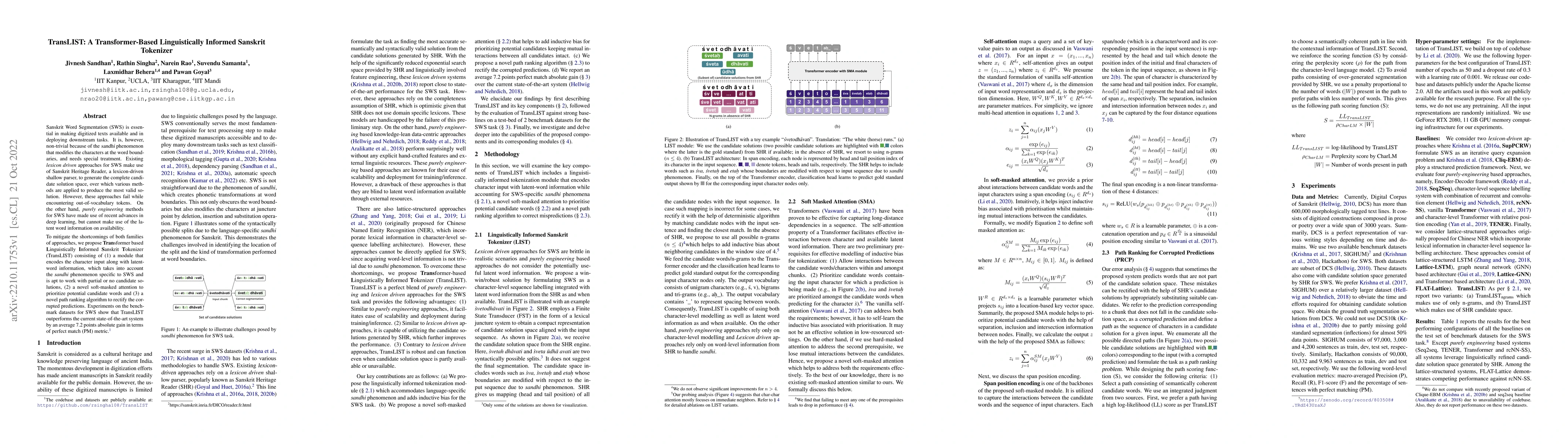 Thumbnail for TransLIST: A Transformer-Based Linguistically Informed Sanskrit
  Tokenizer
