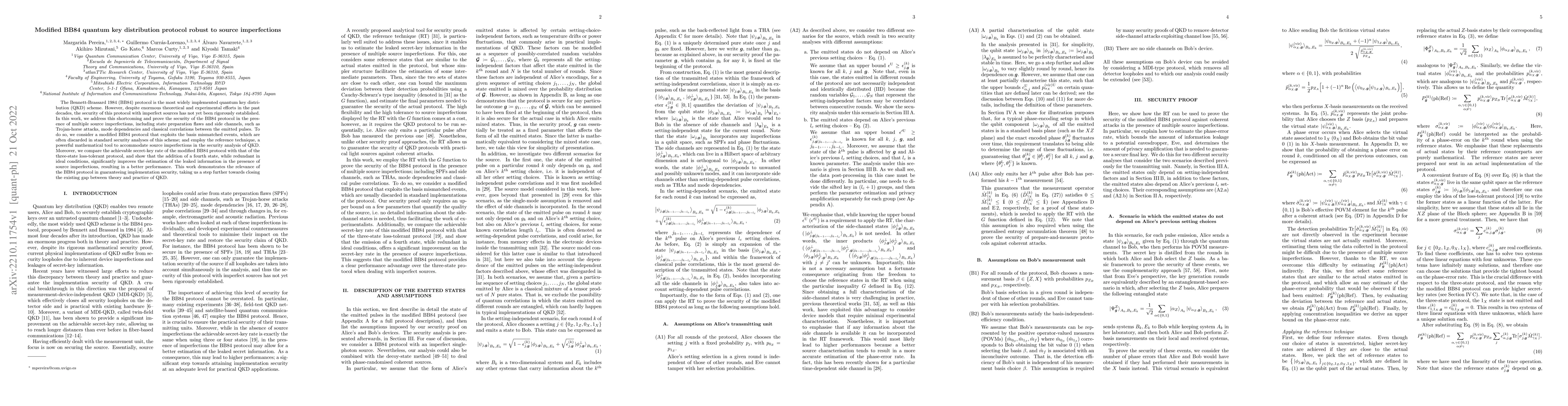 Thumbnail for Modified BB84 quantum key distribution protocol robust to source
  imperfections