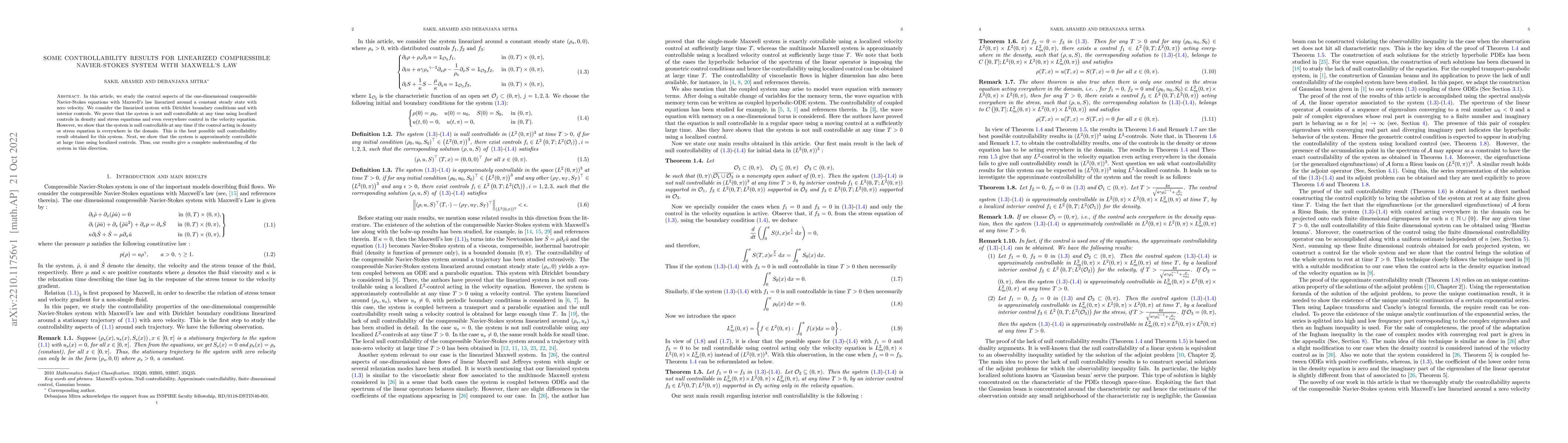 Thumbnail for Some Controllability Results for Linearized Compressible Navier-Stokes
  System with Maxwell's Law
