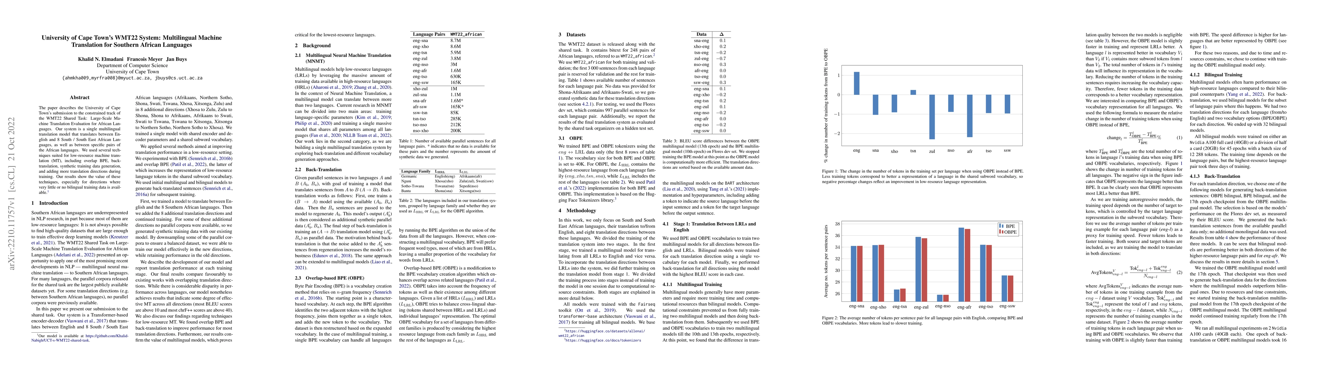 Thumbnail for University of Cape Town's WMT22 System: Multilingual Machine Translation
  for Southern African Languages