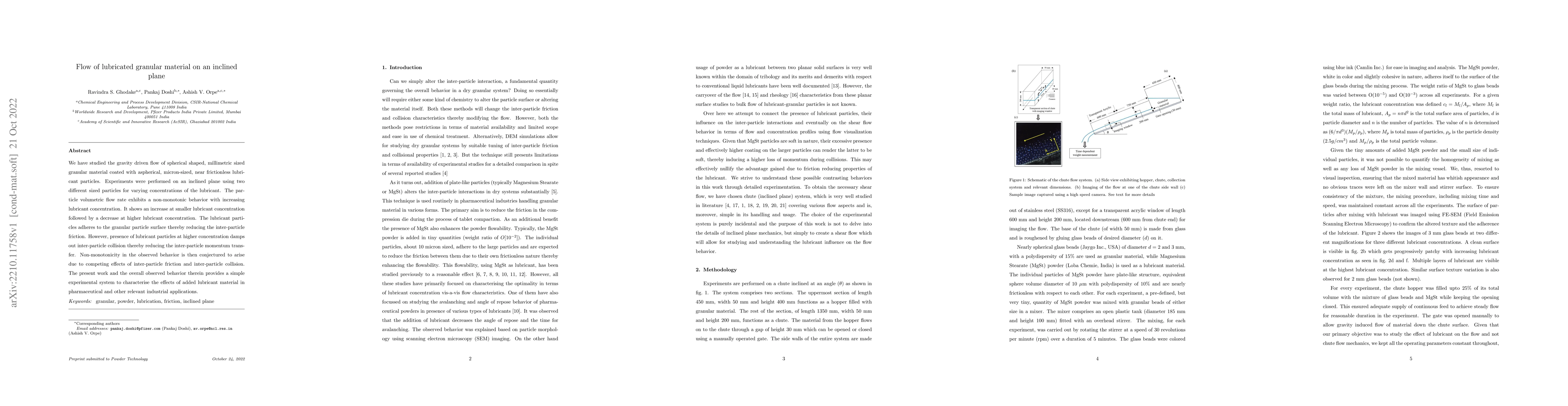 Thumbnail for Flow of lubricated granular material on an inclined plane