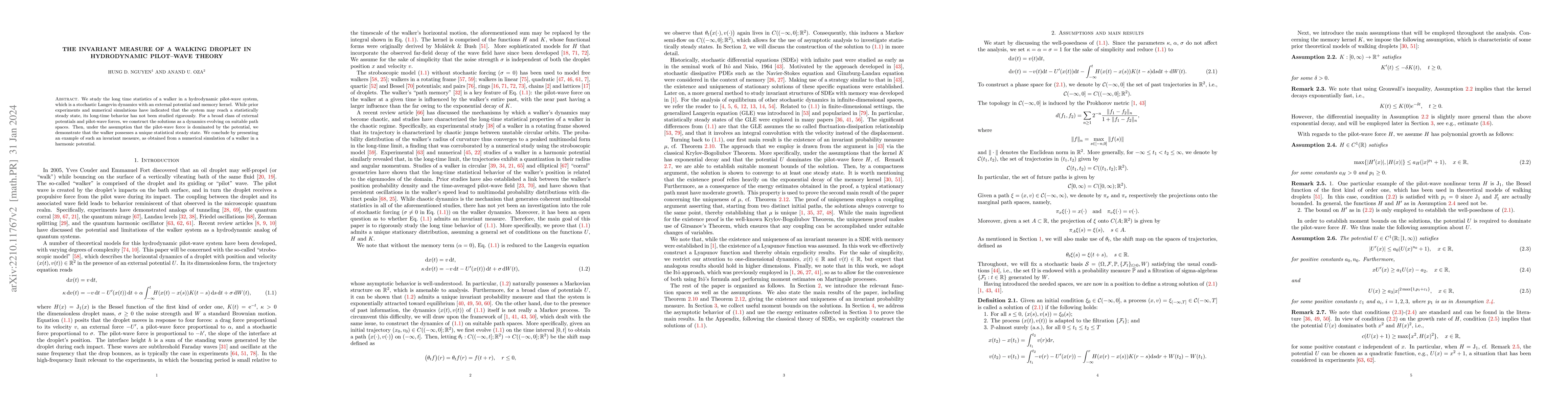 Thumbnail for The invariant measure of a walking droplet in hydrodynamic pilot-wave
  theory