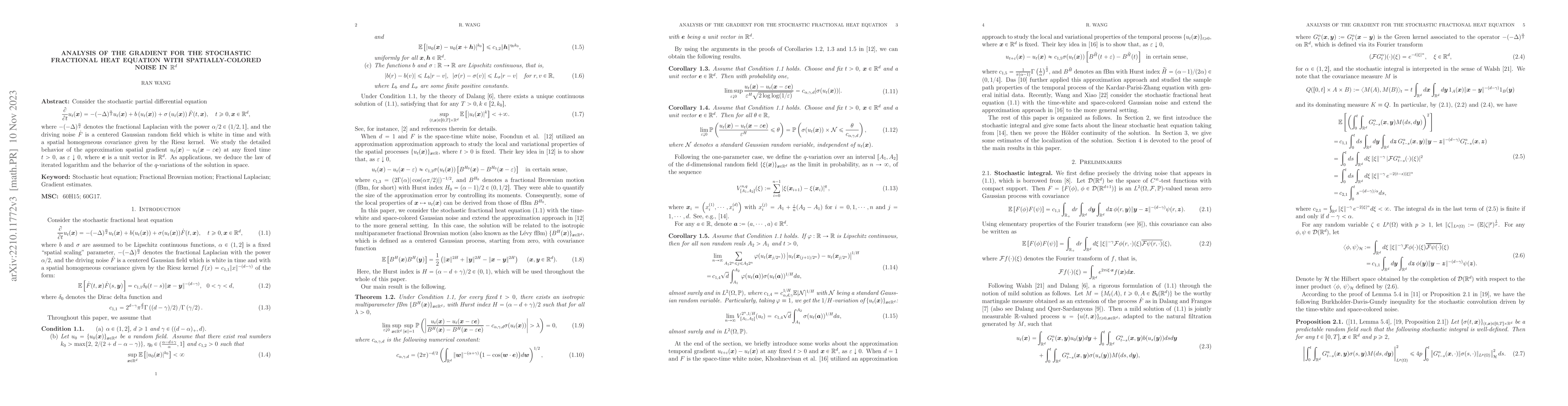 Thumbnail for Analysis of the gradient for the stochastic fractional heat equation
  with spatially-colored noise in $\mathbb R^d$