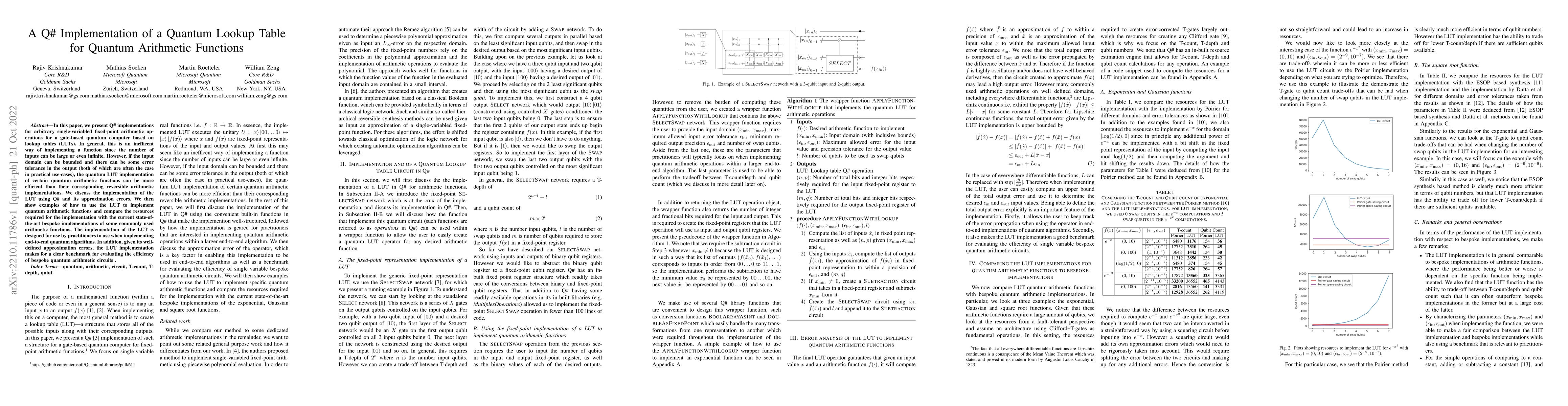 Thumbnail for A Q# Implementation of a Quantum Lookup Table for Quantum Arithmetic
  Functions