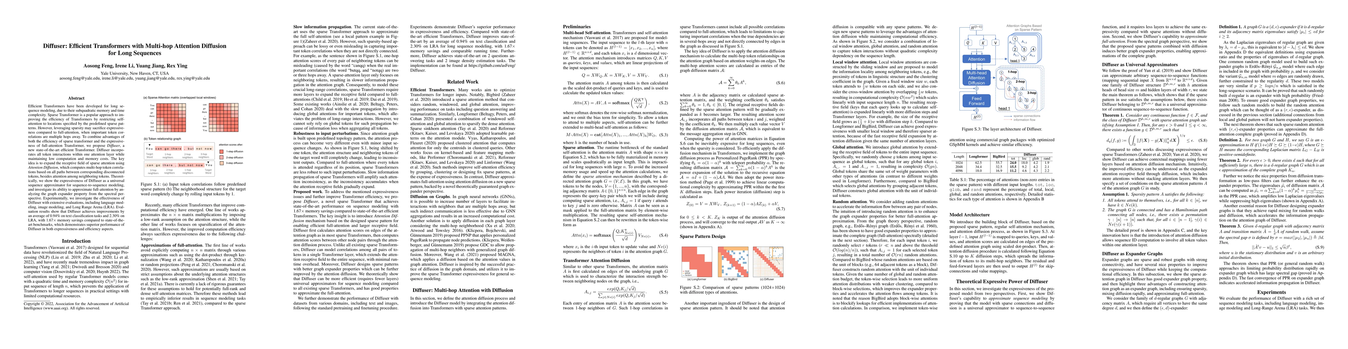 Thumbnail for Diffuser: Efficient Transformers with Multi-hop Attention Diffusion for
  Long Sequences