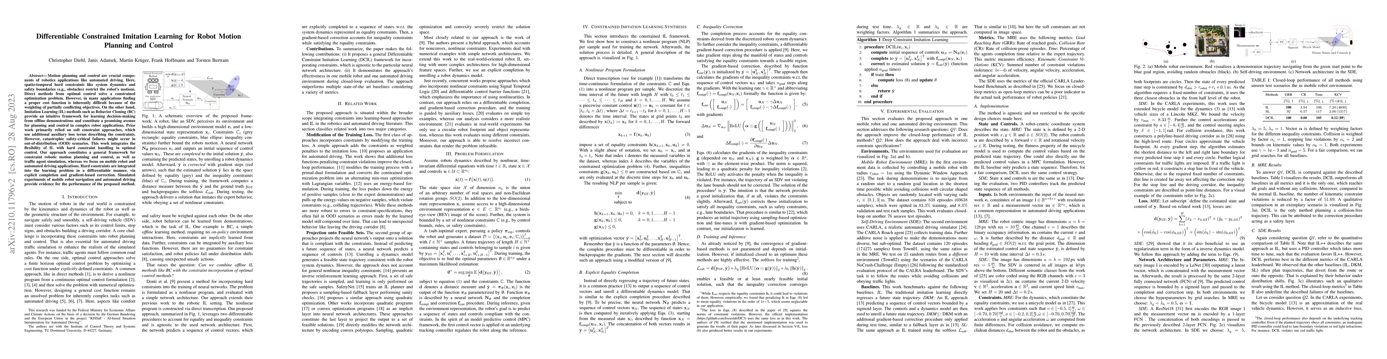 Thumbnail for Differentiable Constrained Imitation Learning for Robot Motion Planning
  and Control