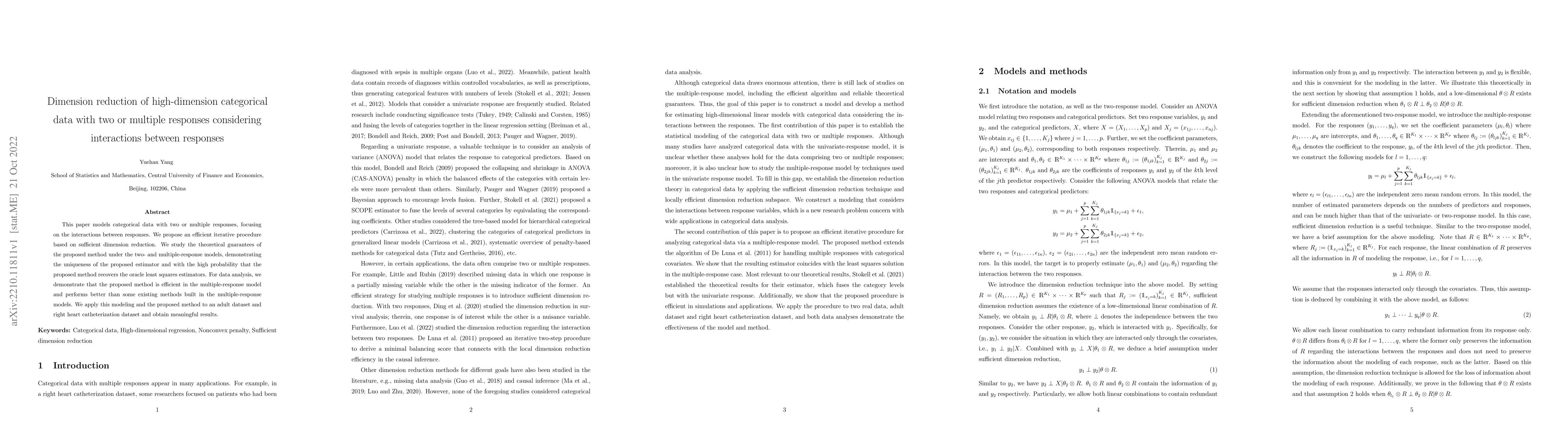 Thumbnail for Dimension reduction of high-dimension categorical data with two or
  multiple responses considering interactions between responses