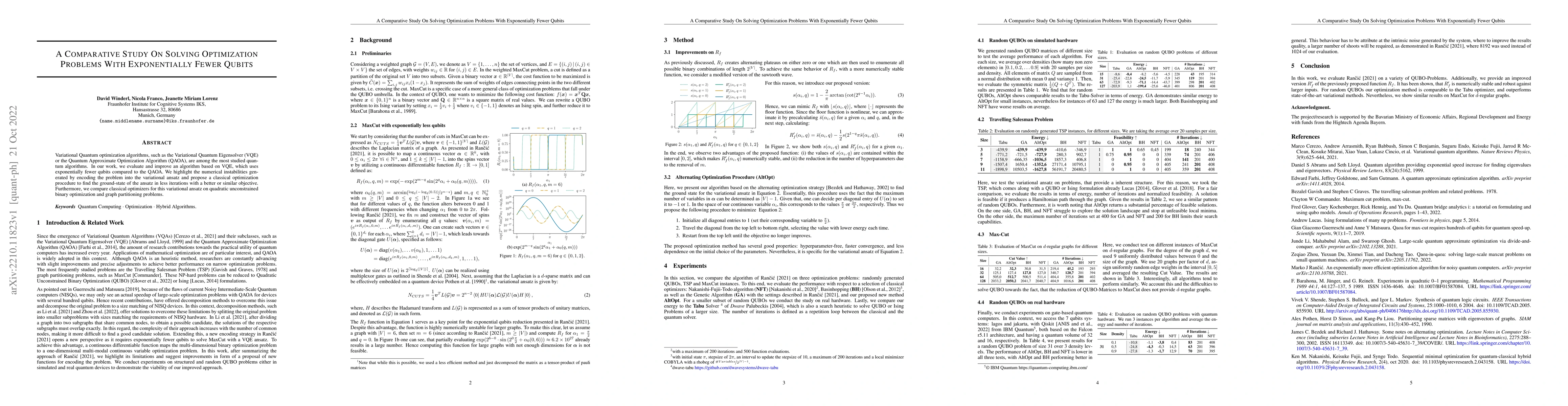 Thumbnail for A Comparative Study On Solving Optimization Problems With Exponentially
  Fewer Qubits